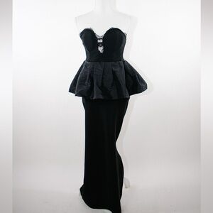 M Meet You There Peplum Bandage Maxi Dress - Black